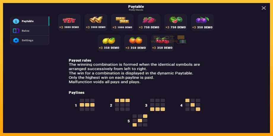 Fruity Classic lošimo automatas už pinigus, paveikslėlį 4