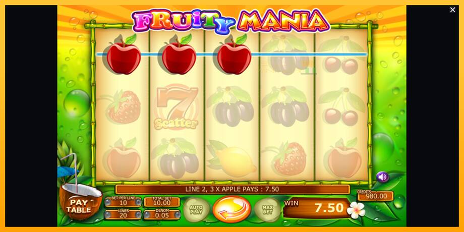 Fruity Mania lošimo automatas už pinigus, paveikslėlį 2