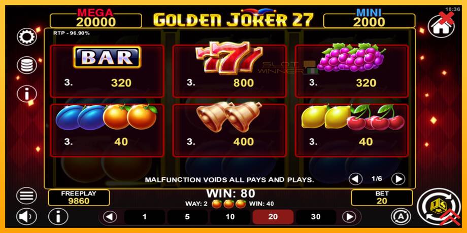 Golden Joker 27 Hold & Win lošimo automatas už pinigus, paveikslėlį 5