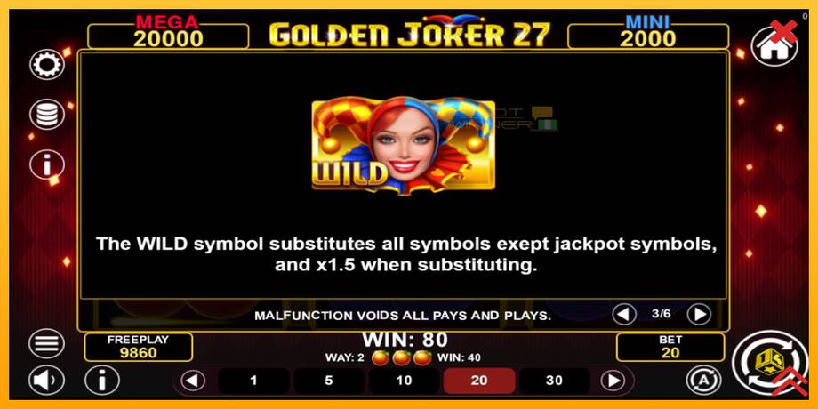 Golden Joker 27 Hold & Win lošimo automatas už pinigus, paveikslėlį 7