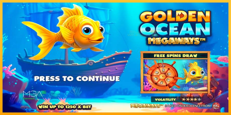 Golden Ocean Megaways lošimo automatas už pinigus, paveikslėlį 1