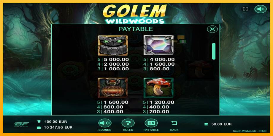 Golem Wildwoods lošimo automatas už pinigus, paveikslėlį 4