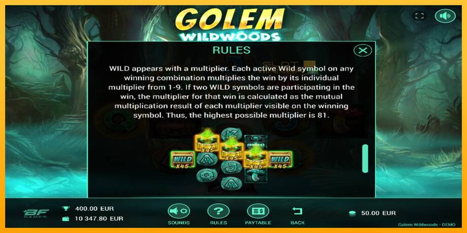 Golem Wildwoods lošimo automatas už pinigus, paveikslėlį 5