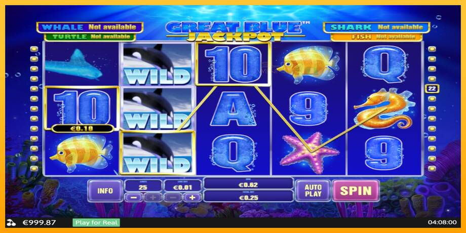 Great Blue Jackpot lošimo automatas už pinigus, paveikslėlį 3