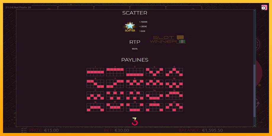 Hot Fruits 20 lošimo automatas už pinigus, paveikslėlį 6