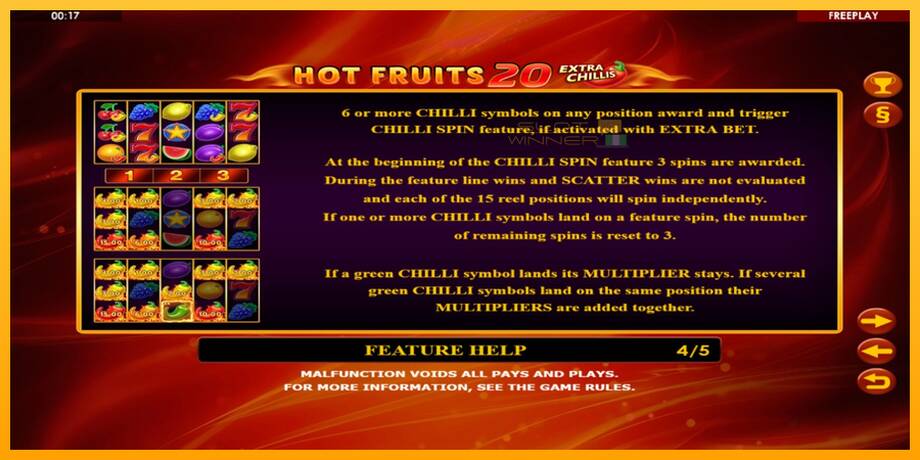 Hot Fruits 20 Extra Chillis lošimo automatas už pinigus, paveikslėlį 6