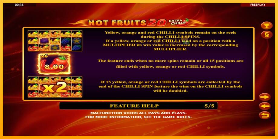 Hot Fruits 20 Extra Chillis lošimo automatas už pinigus, paveikslėlį 7