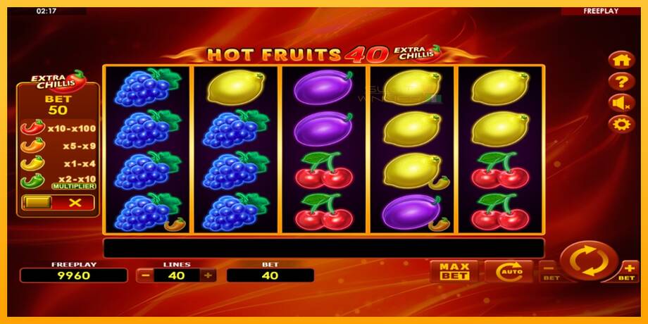 Hot Fruits 40 Extra Chillis lošimo automatas už pinigus, paveikslėlį 2