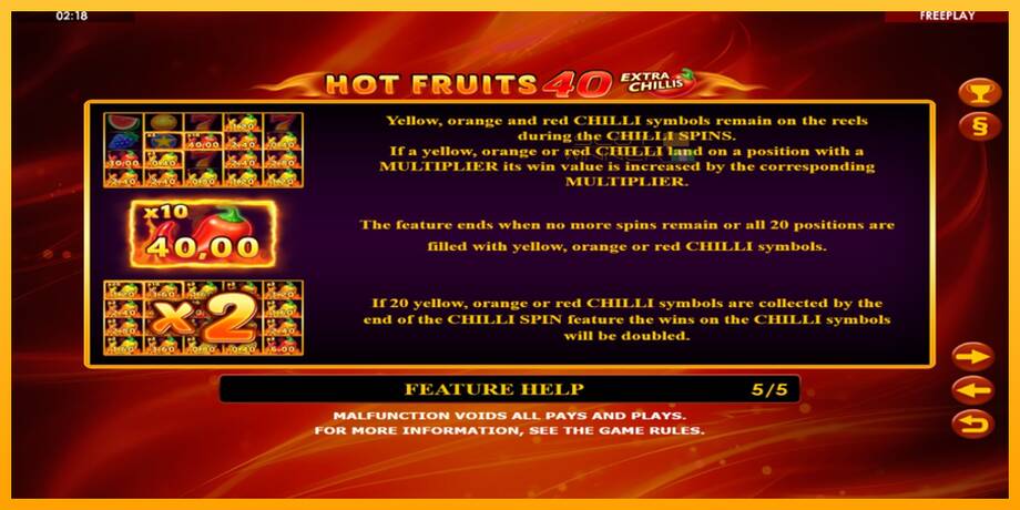 Hot Fruits 40 Extra Chillis lošimo automatas už pinigus, paveikslėlį 6