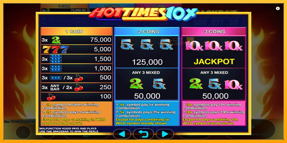 Hot Times 10x lošimo automatas už pinigus, paveikslėlį 5