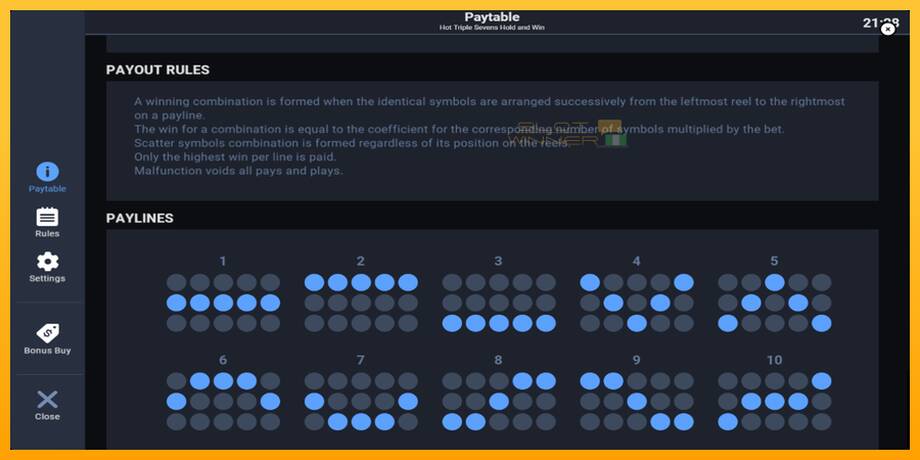 Hot Triple Sevens Hold & Win lošimo automatas už pinigus, paveikslėlį 7