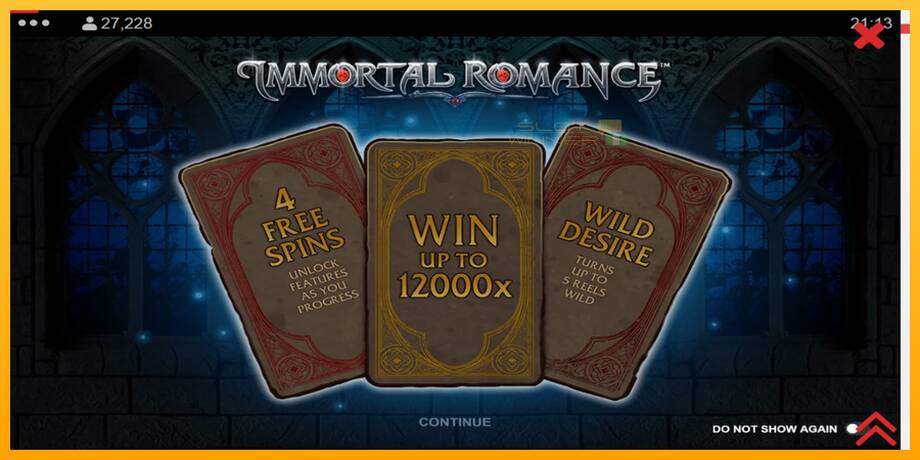 Immortal Romance lošimo automatas už pinigus, paveikslėlį 1