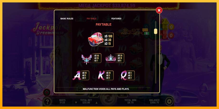 Jackpot Dreamhouse lošimo automatas už pinigus, paveikslėlį 5