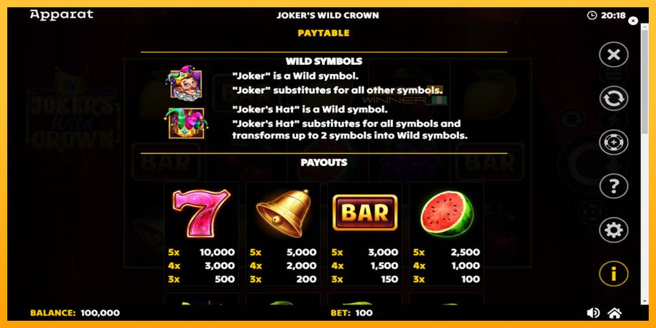 Jokers Wild Crown Diamond Treasures lošimo automatas už pinigus, paveikslėlį 5