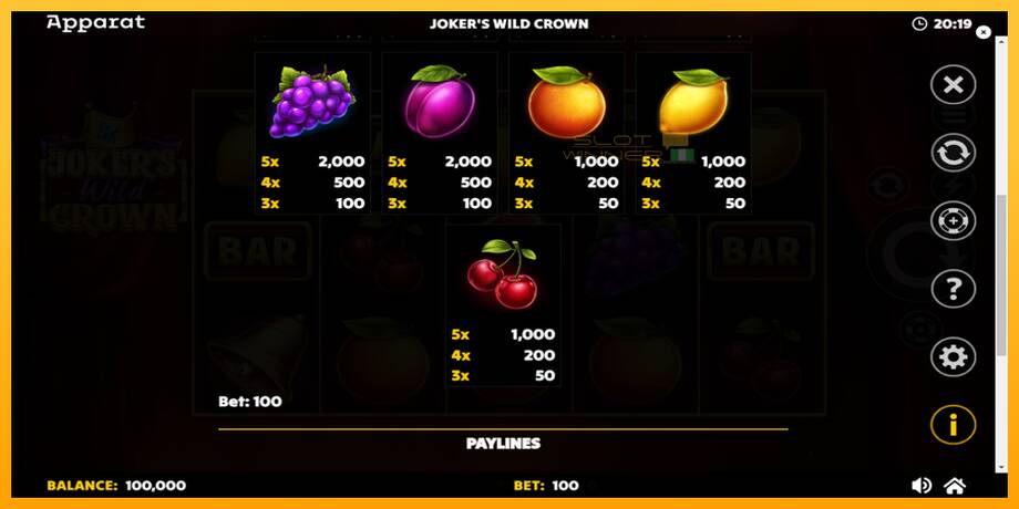 Jokers Wild Crown Diamond Treasures lošimo automatas už pinigus, paveikslėlį 6