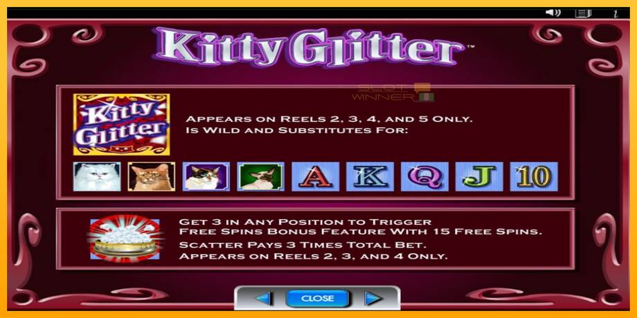 Kitty Glitter lošimo automatas už pinigus, paveikslėlį 5