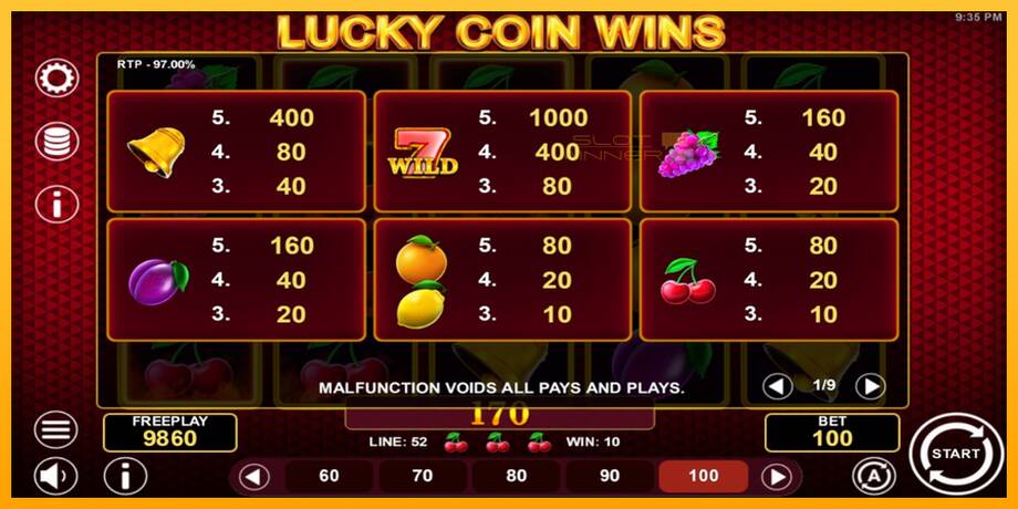 Lucky Coin Wins lošimo automatas už pinigus, paveikslėlį 4