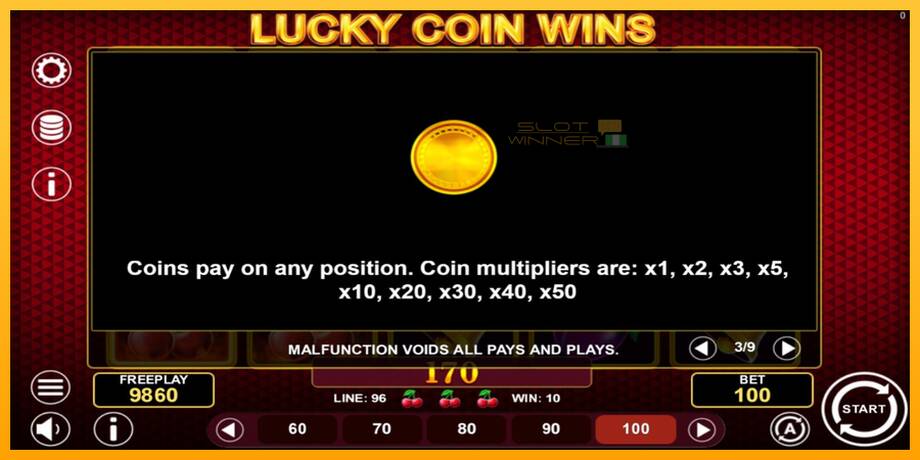 Lucky Coin Wins lošimo automatas už pinigus, paveikslėlį 6