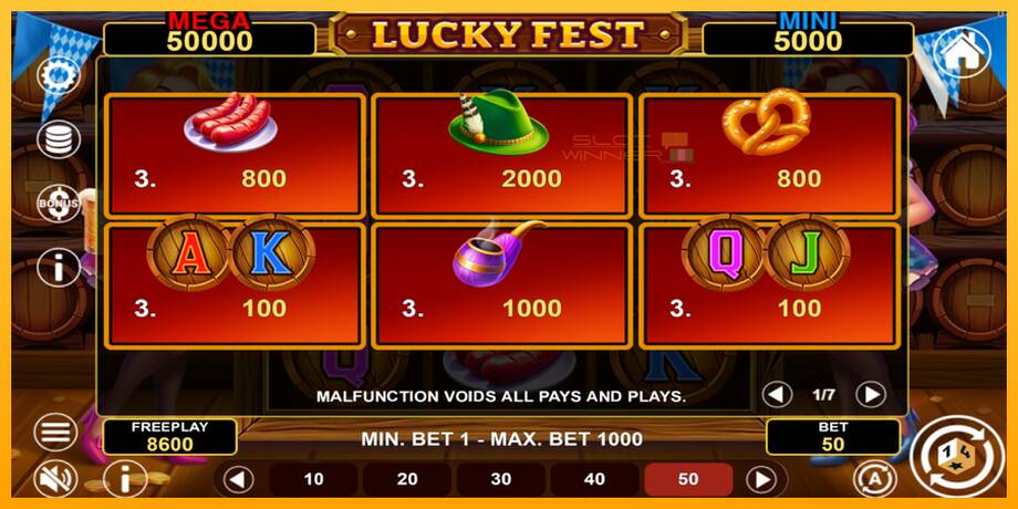 Lucky Fest Hold & Win lošimo automatas už pinigus, paveikslėlį 5