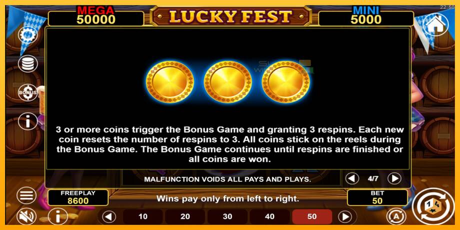 Lucky Fest Hold & Win lošimo automatas už pinigus, paveikslėlį 7