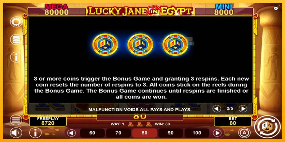 Lucky Jane in Egypt Hold & Win lošimo automatas už pinigus, paveikslėlį 6