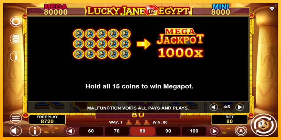 Lucky Jane in Egypt Hold & Win lošimo automatas už pinigus, paveikslėlį 7