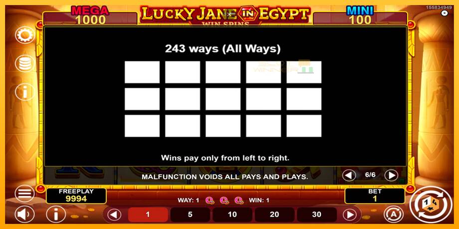 Lucky Jane in Egypt Win Spins lošimo automatas už pinigus, paveikslėlį 7