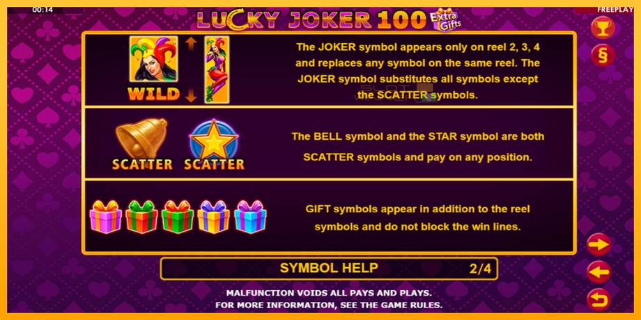 Lucky Joker 100 Extra Gifts lošimo automatas už pinigus, paveikslėlį 7