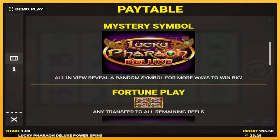 Lucky Pharaoh Deluxe Fortune Play lošimo automatas už pinigus, paveikslėlį 5