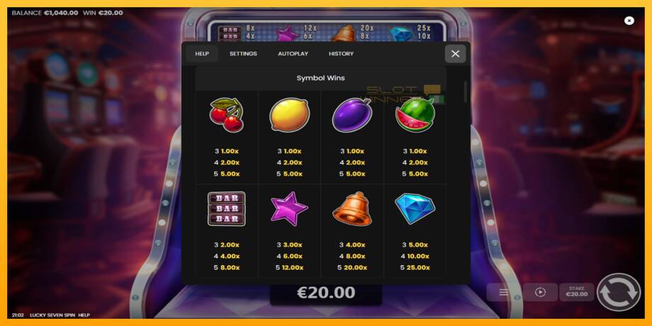 Lucky Seven Spin lošimo automatas už pinigus, paveikslėlį 5