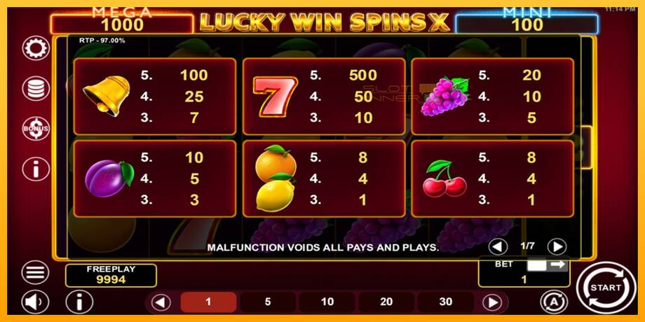 Lucky Win Spins X lošimo automatas už pinigus, paveikslėlį 4