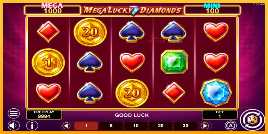 Mega Lucky Diamonds Hold & Win lošimo automatas už pinigus, paveikslėlį 2