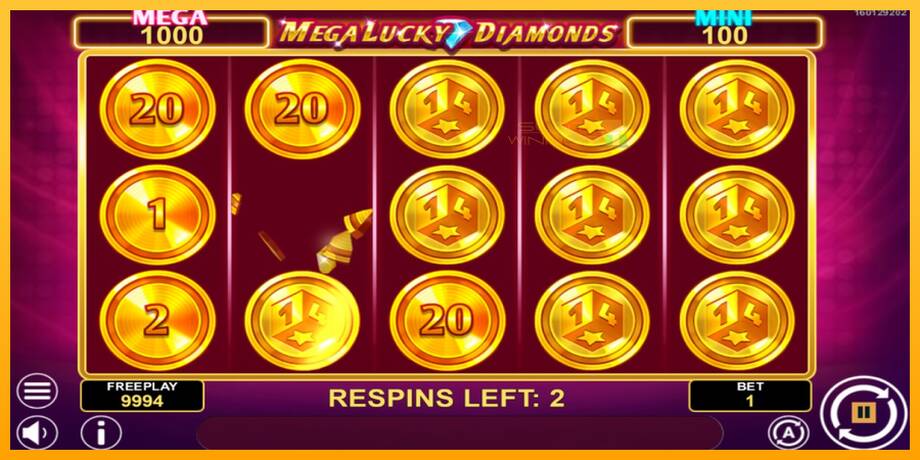 Mega Lucky Diamonds Hold & Win lošimo automatas už pinigus, paveikslėlį 3