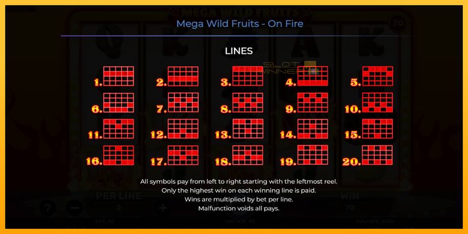 Mega Wild Fruits - On Fire lošimo automatas už pinigus, paveikslėlį 7