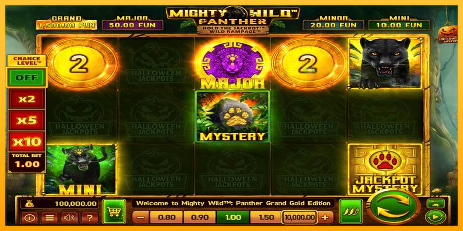 Mighty Wild: Panther Grand Gold Edition Halloween Jackpots lošimo automatas už pinigus, paveikslėlį 1