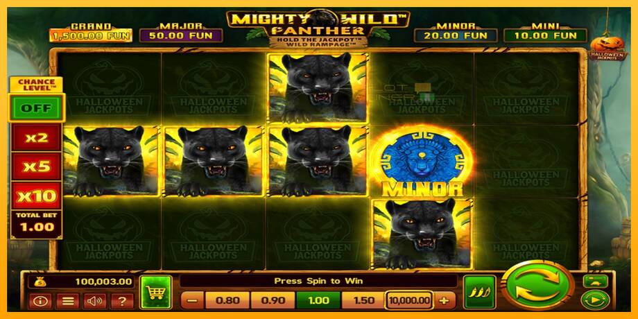 Mighty Wild: Panther Grand Gold Edition Halloween Jackpots lošimo automatas už pinigus, paveikslėlį 2