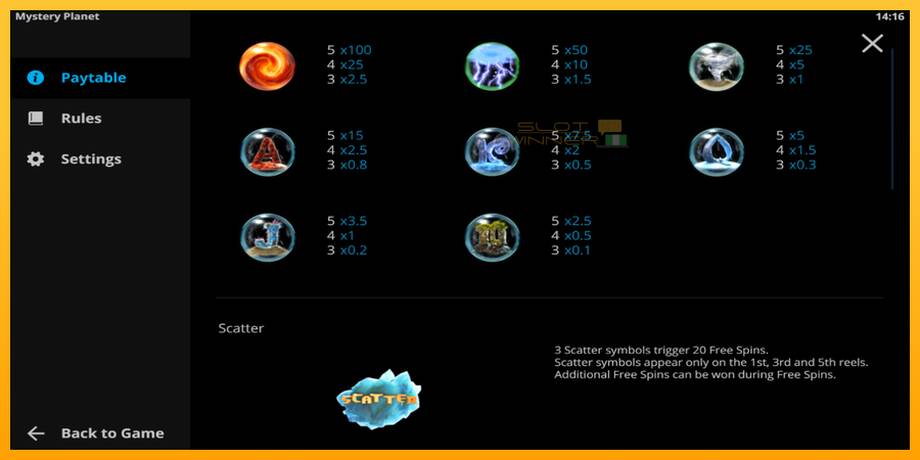 Mystery Planet lošimo automatas už pinigus, paveikslėlį 5