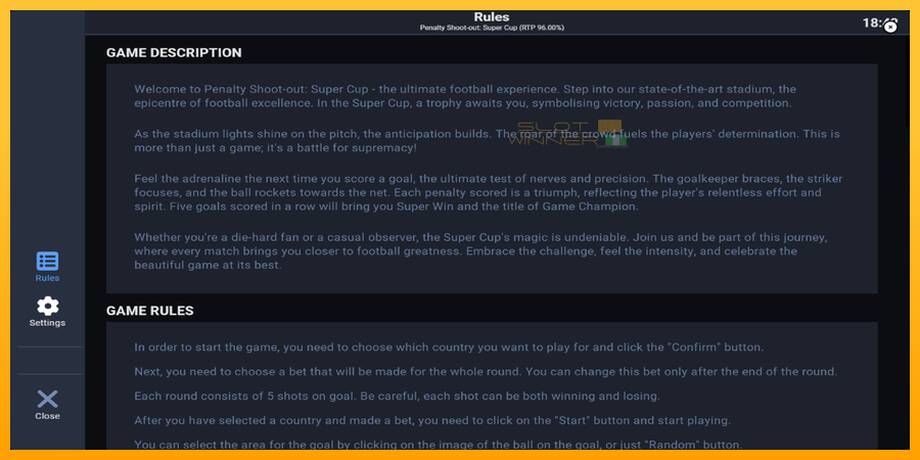 Penalty Shoot-Out: Super Cup lošimo automatas už pinigus, paveikslėlį 5