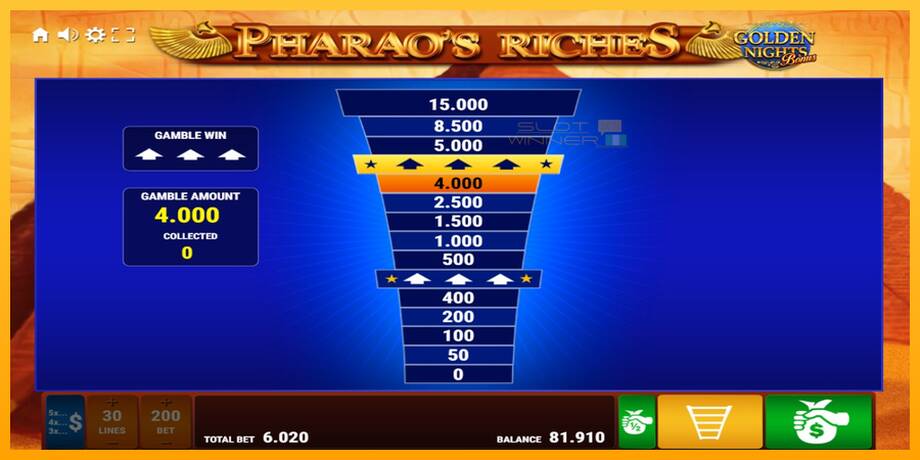 Pharaos Riches Golden Nights lošimo automatas už pinigus, paveikslėlį 4