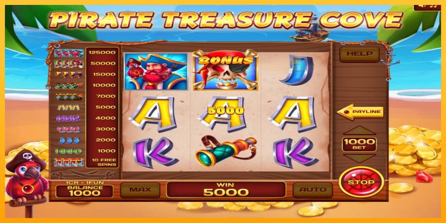 Pirate Treasure Cove 3x3 lošimo automatas už pinigus, paveikslėlį 2