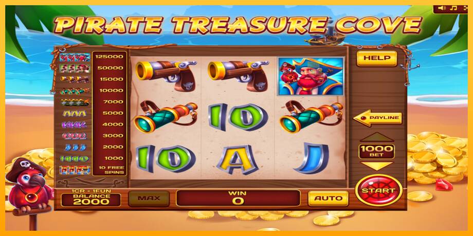 Pirate Treasure Cove 3x3 lošimo automatas už pinigus, paveikslėlį 3