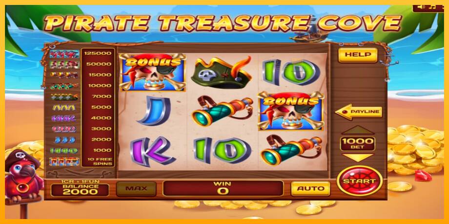 Pirate Treasure Cove Pull Tabs lošimo automatas už pinigus, paveikslėlį 2