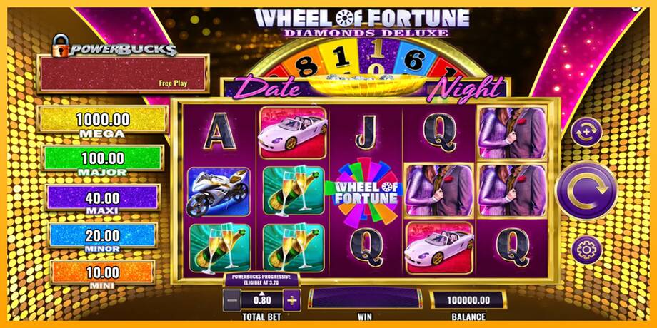 PowerBucks Wheel of Fortune Diamonds Deluxe Date Night lošimo automatas už pinigus, paveikslėlį 2