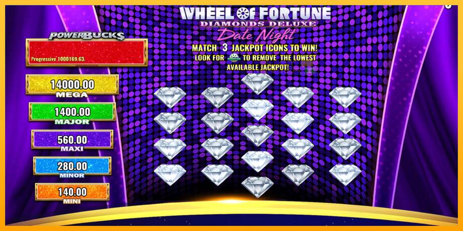 PowerBucks Wheel of Fortune Diamonds Deluxe Date Night lošimo automatas už pinigus, paveikslėlį 4