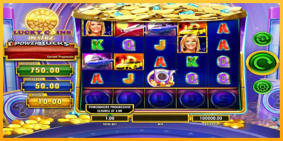 PowerBucks Wheel of Fortune Lucky Coins On Stage lošimo automatas už pinigus, paveikslėlį 1