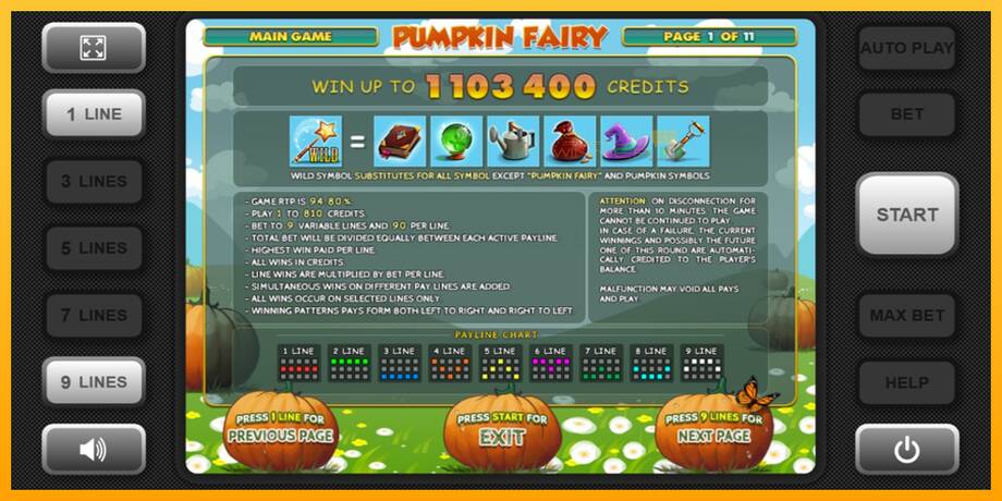 Pumpkin Fairy lošimo automatas už pinigus, paveikslėlį 4