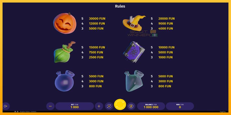 Pumpkin Potion lošimo automatas už pinigus, paveikslėlį 5