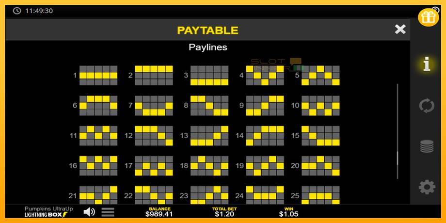 Pumpkins UltraUp lošimo automatas už pinigus, paveikslėlį 7