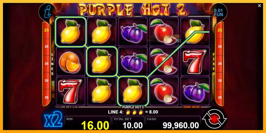 Purple Hot 2 lošimo automatas už pinigus, paveikslėlį 2