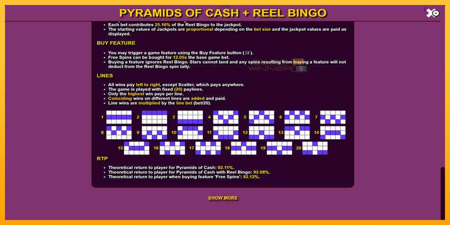 Pyramids of Cash with Reel Bingo lošimo automatas už pinigus, paveikslėlį 6